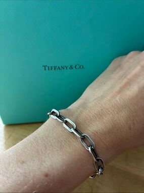 Tiffany Rare Made in Germany Rectangular Oval Link Sterling Silver 925 Bracelet!
